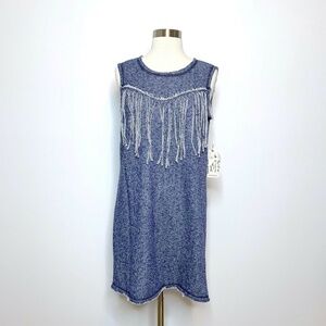 Cousin Earl Terry Cloth Dress Fringe Detail Chest Cowboy Festival